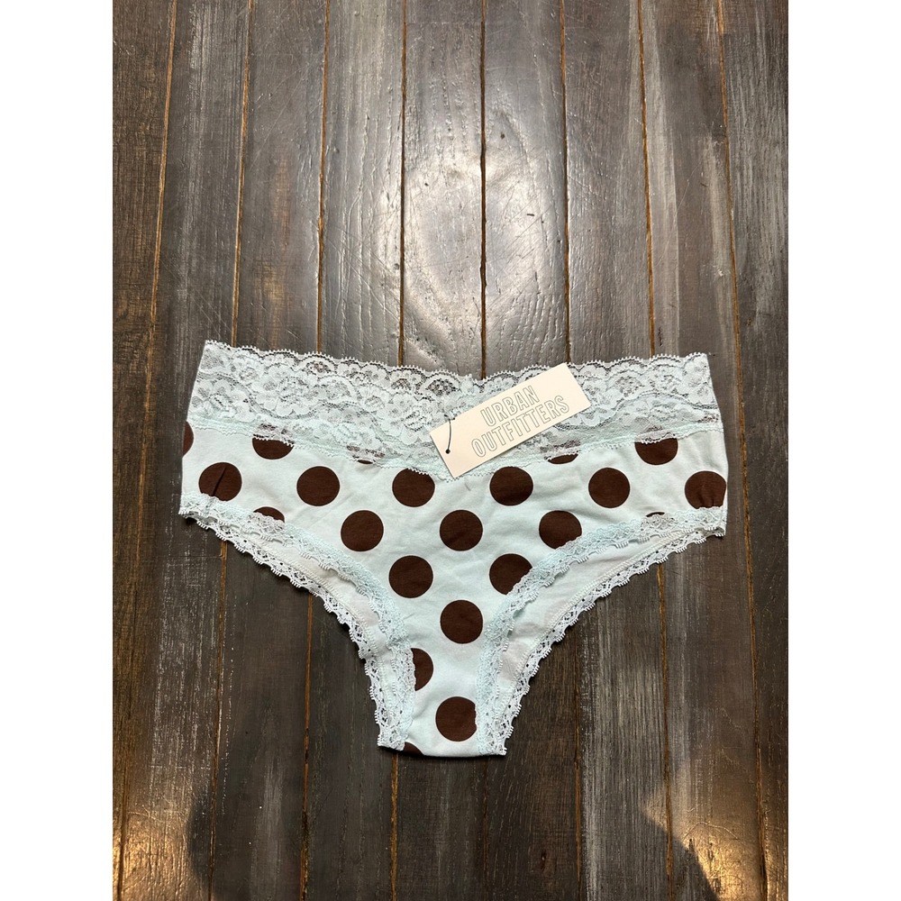 Urban Outfitters Out From Under Polka Dot Lace Hipster Panties Blue Brown M